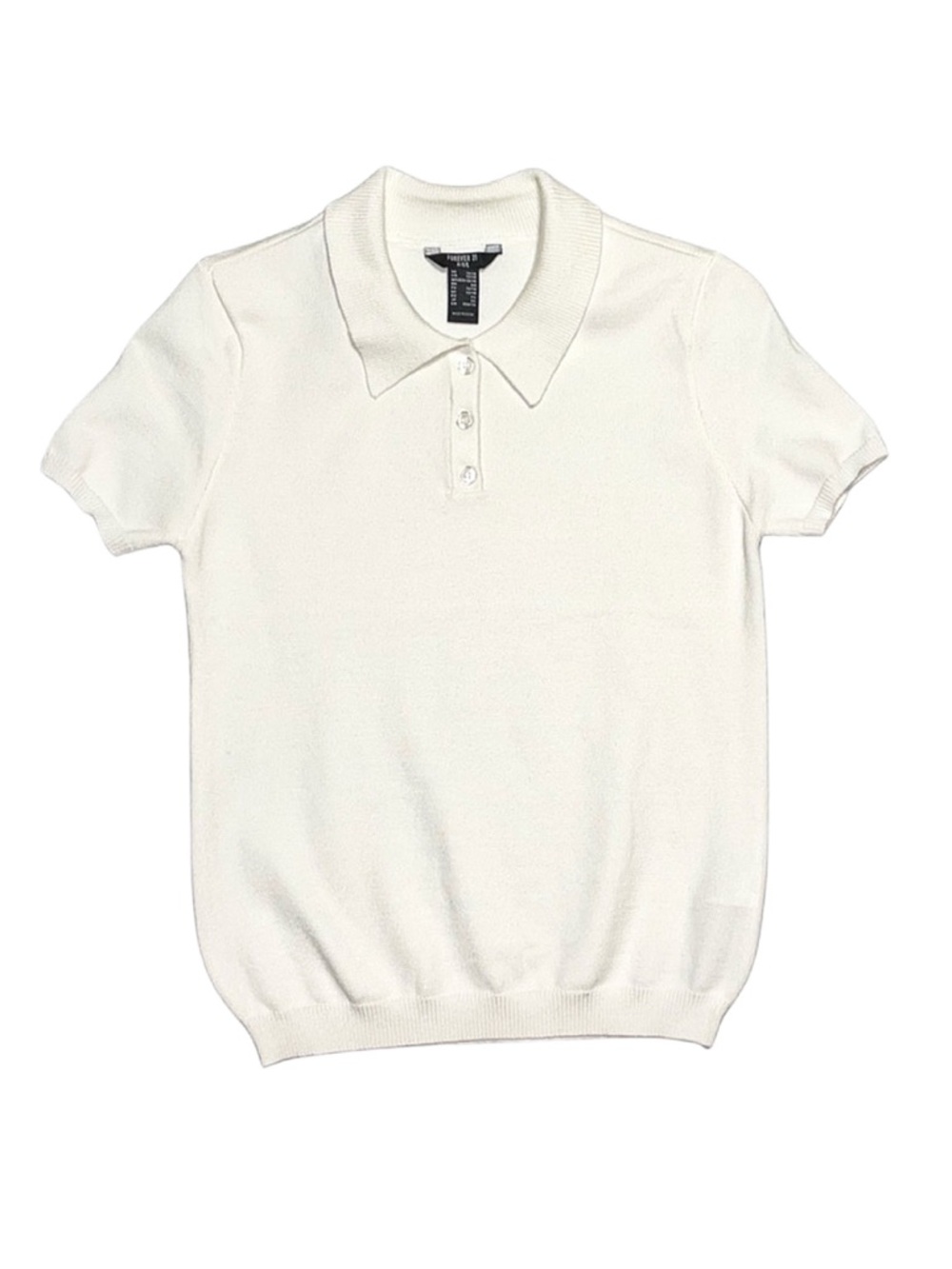 FOREVER 21 Girl's Cream Sweater-Knit Polo Shirt Size 13/14